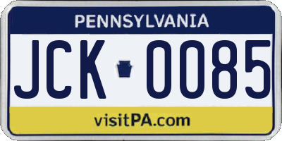 PA license plate JCK0085