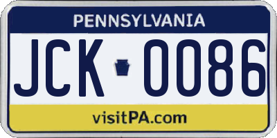PA license plate JCK0086