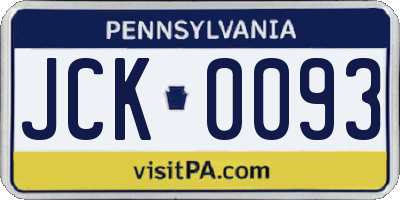 PA license plate JCK0093
