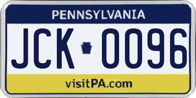 PA license plate JCK0096