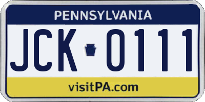 PA license plate JCK0111
