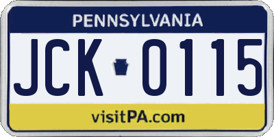 PA license plate JCK0115