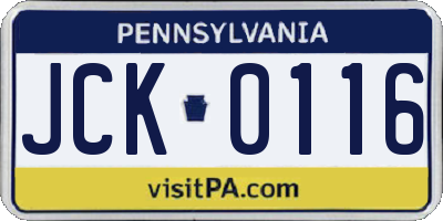 PA license plate JCK0116