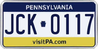 PA license plate JCK0117