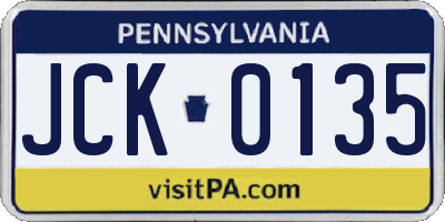 PA license plate JCK0135