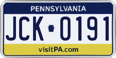 PA license plate JCK0191