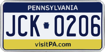 PA license plate JCK0206