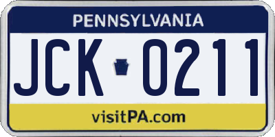 PA license plate JCK0211