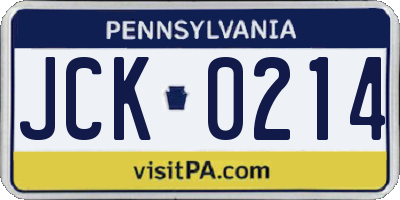 PA license plate JCK0214