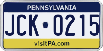 PA license plate JCK0215