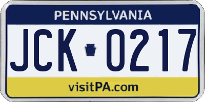 PA license plate JCK0217