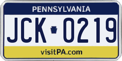 PA license plate JCK0219