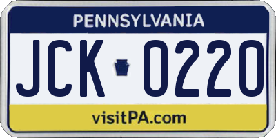 PA license plate JCK0220