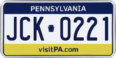 PA license plate JCK0221