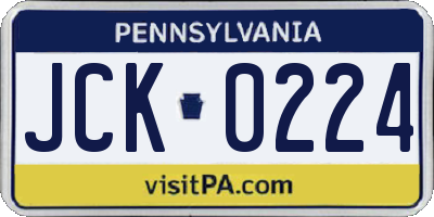 PA license plate JCK0224