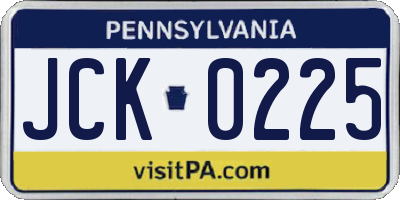PA license plate JCK0225