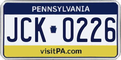 PA license plate JCK0226