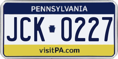 PA license plate JCK0227