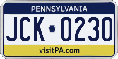 PA license plate JCK0230