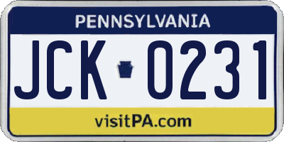 PA license plate JCK0231