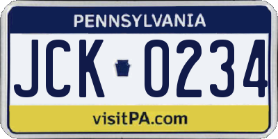 PA license plate JCK0234