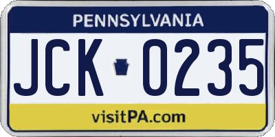 PA license plate JCK0235