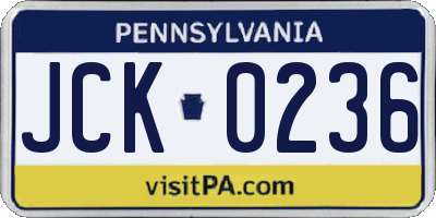 PA license plate JCK0236