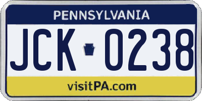 PA license plate JCK0238