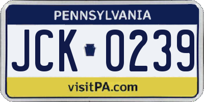 PA license plate JCK0239