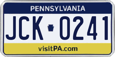 PA license plate JCK0241