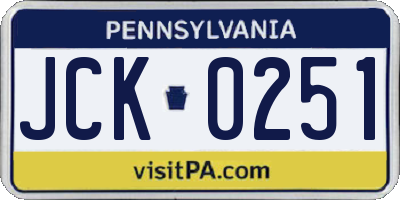 PA license plate JCK0251