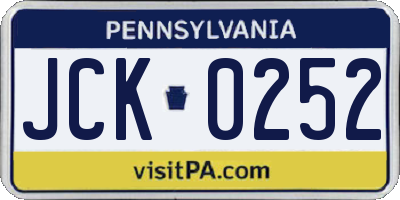 PA license plate JCK0252