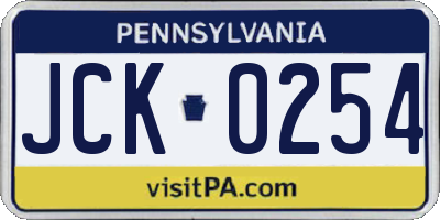 PA license plate JCK0254