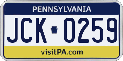 PA license plate JCK0259