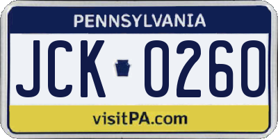 PA license plate JCK0260