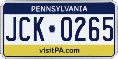 PA license plate JCK0265