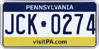 PA license plate JCK0274
