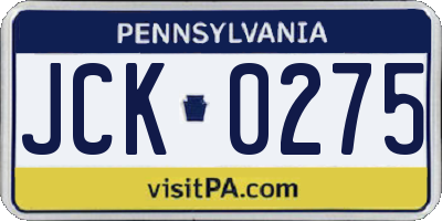 PA license plate JCK0275
