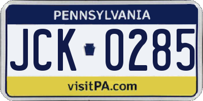 PA license plate JCK0285