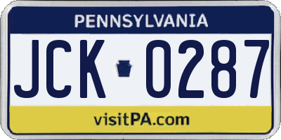 PA license plate JCK0287