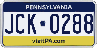 PA license plate JCK0288