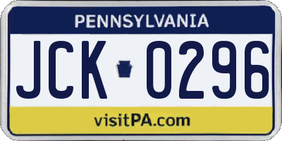 PA license plate JCK0296