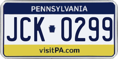 PA license plate JCK0299