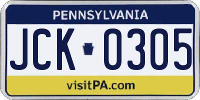 PA license plate JCK0305