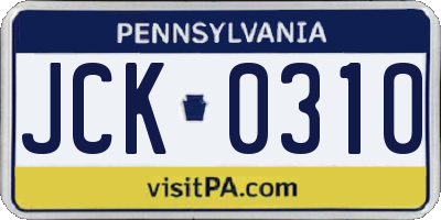 PA license plate JCK0310