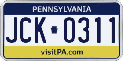 PA license plate JCK0311
