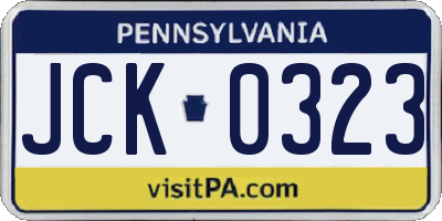 PA license plate JCK0323