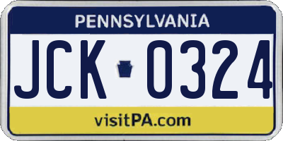 PA license plate JCK0324