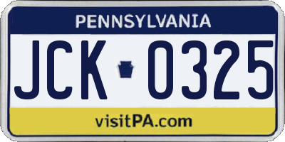 PA license plate JCK0325