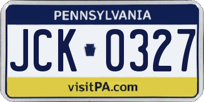 PA license plate JCK0327